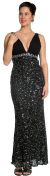 Studded Empress Formal Prom Dress with Shirred Bust in Black/Silver